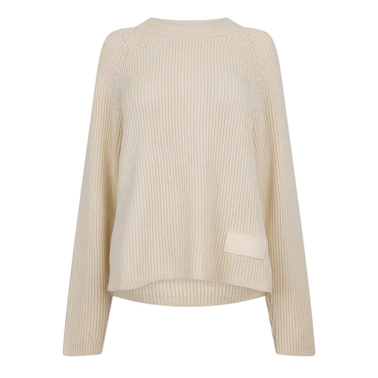 Ivory - Front - Ami Paris Womens-Ladies Crew Neck Raglan Jumper