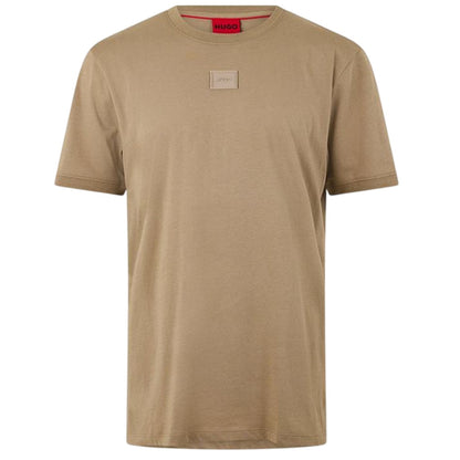 Brown - Front - Hugo Mens Patch Logo Regular T-Shirt