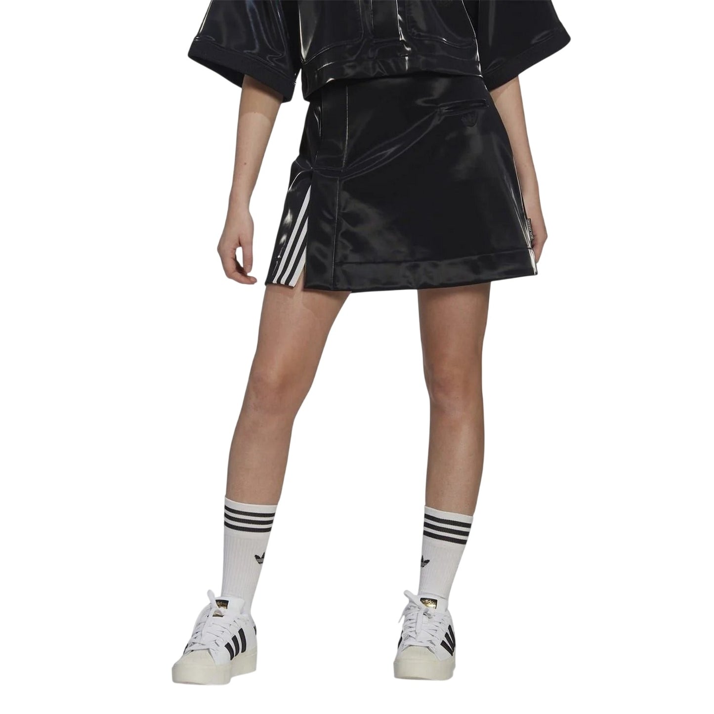 Black - Lifestyle - Adidas Womens-Ladies Originals 3 Stripes Mini Skirt