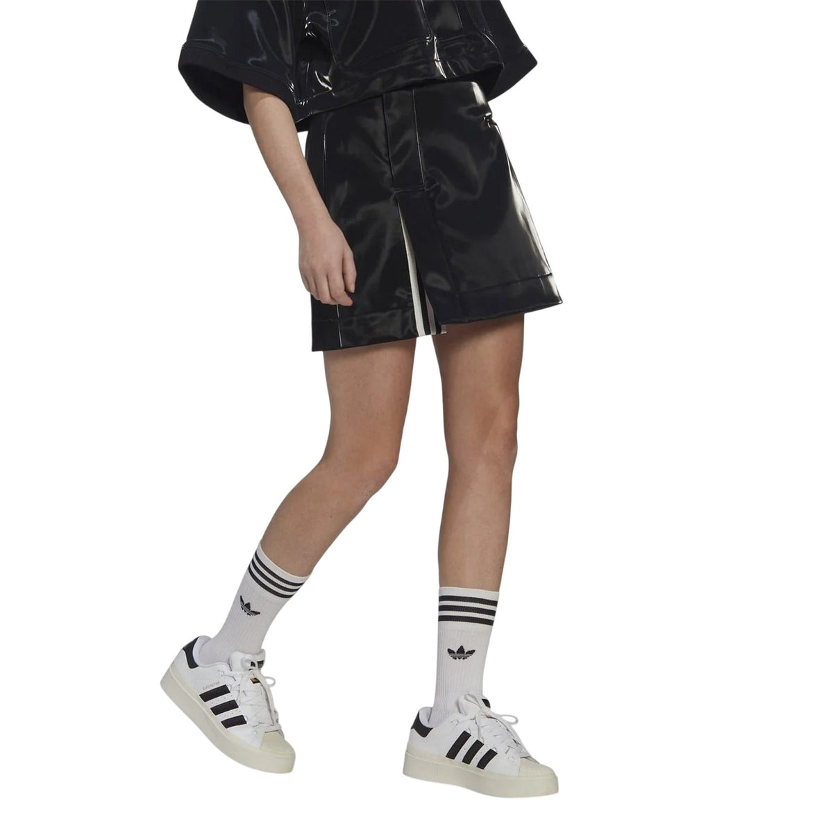 Black - Pack Shot - Adidas Womens-Ladies Originals 3 Stripes Mini Skirt
