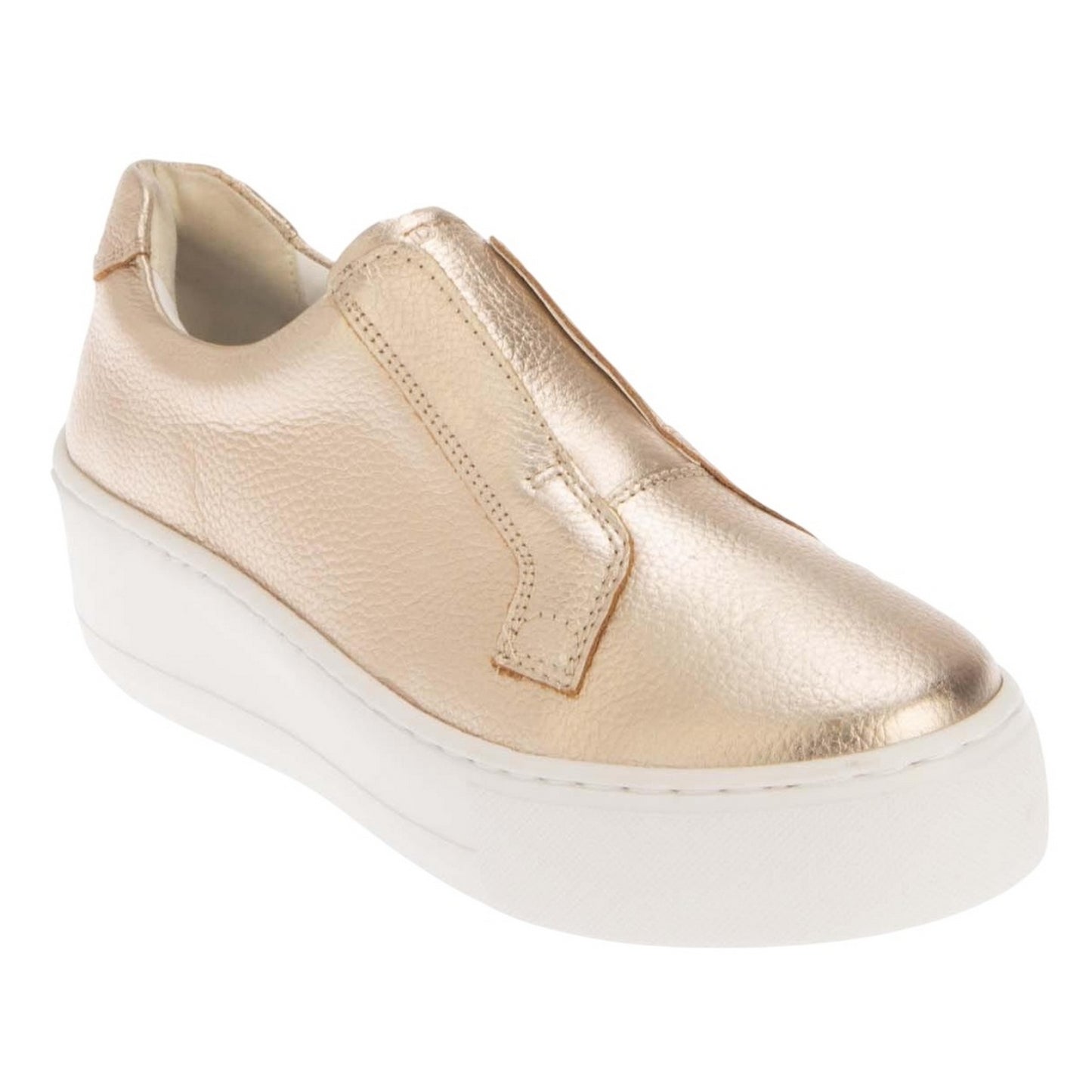 Gold - Front - Dune London Womens-Ladies Ethoss Leather Platform Trainers