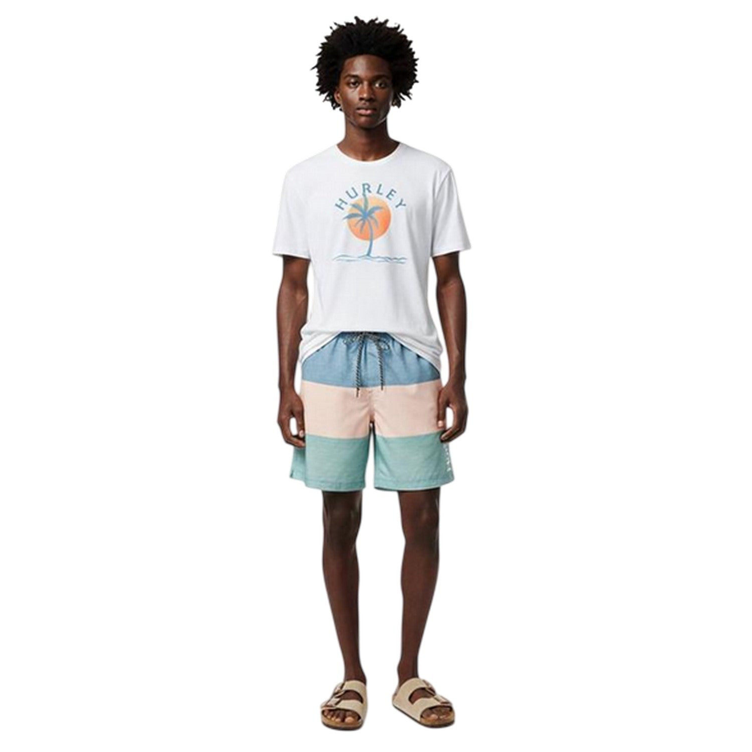 Blue-Peach-Green - Pack Shot - Hurley Mens SMU Colour Block Swim Shorts