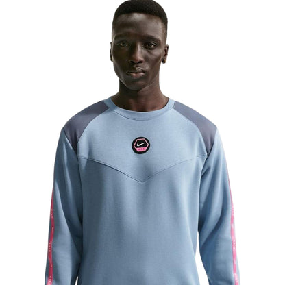 Blue - Side - Nike Mens City Side Logo Crew Neck Sweatshirt