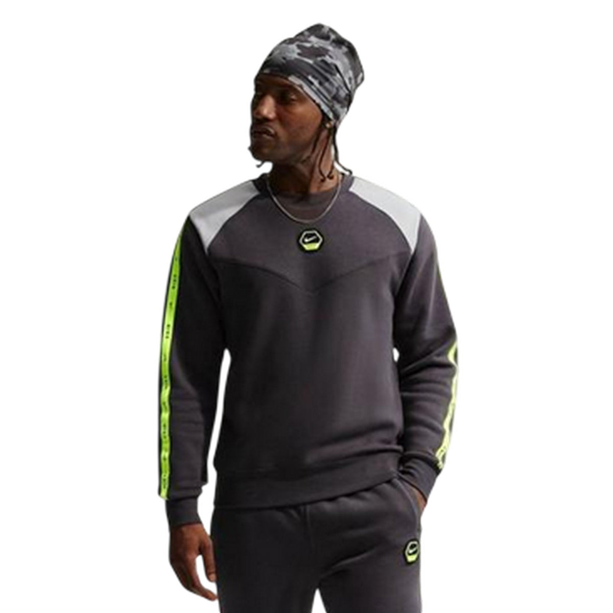 Grey - Front - Nike Mens City Side Logo Crew Neck Sweatshirt
