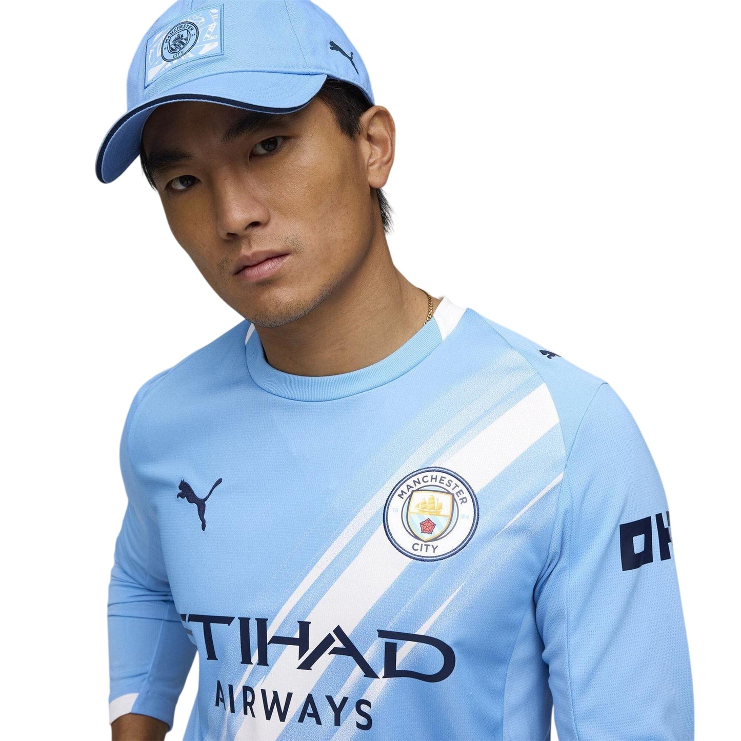 Blue - Side - Puma Mens 25-26 Manchester City FC Long-Sleeved Home Jersey