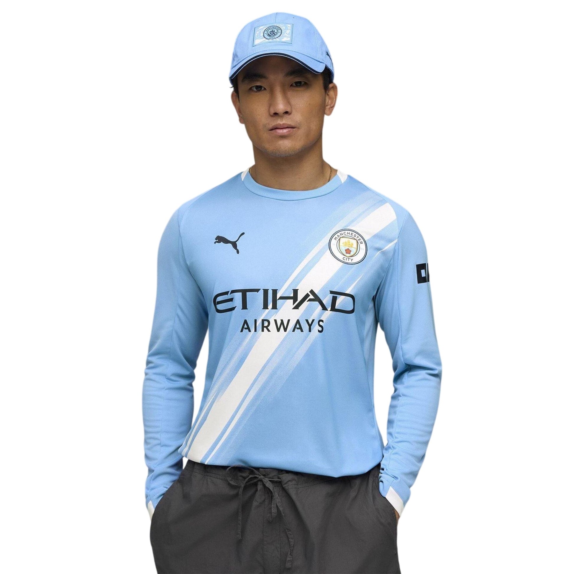 Blue - Lifestyle - Puma Mens 25-26 Manchester City FC Long-Sleeved Home Jersey