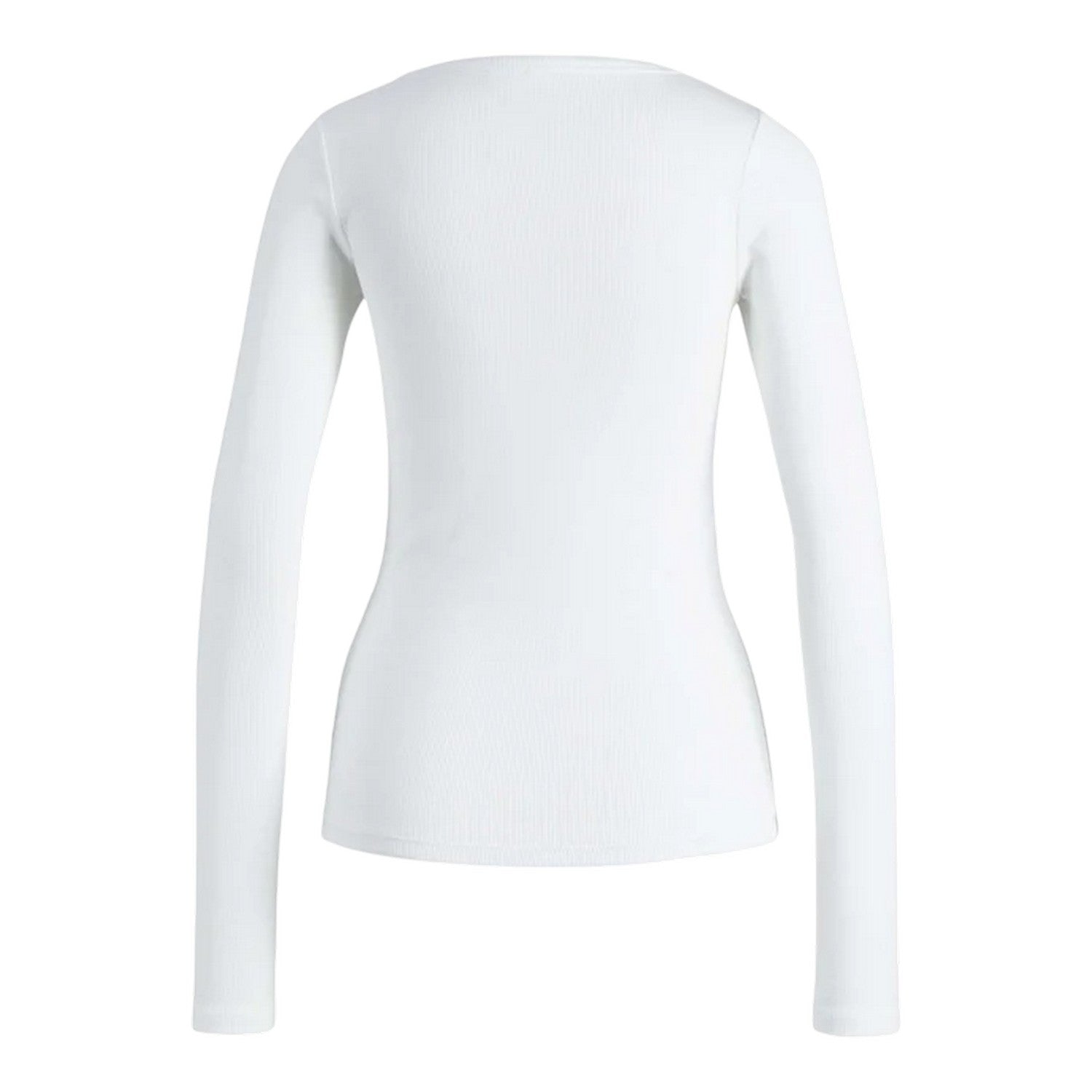 Bright White - Back - JJXX Womens-Ladies Freya Ribbed Long-Sleeved T-Shirt
