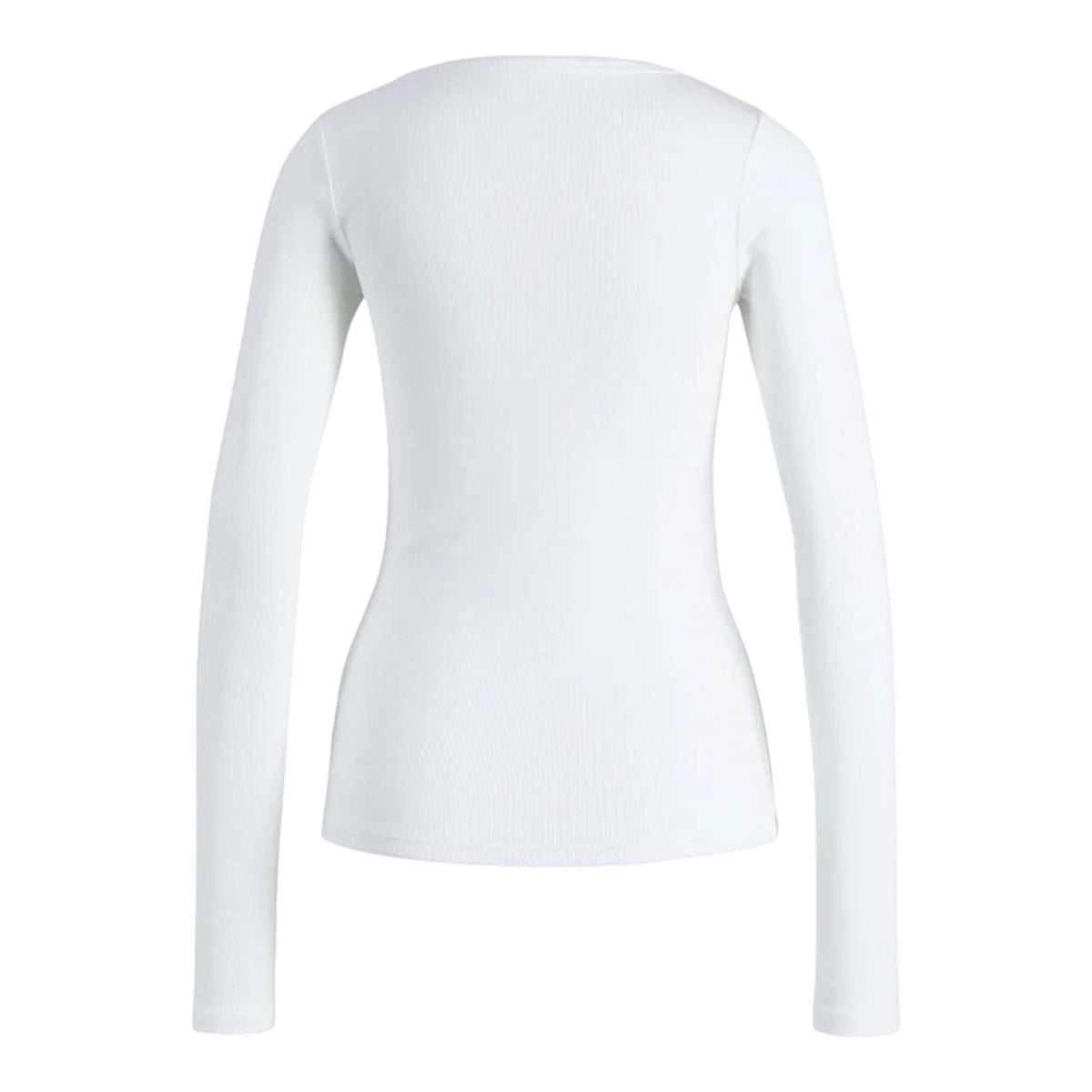 Bright White - Back - JJXX Womens-Ladies Freya Ribbed Long-Sleeved T-Shirt