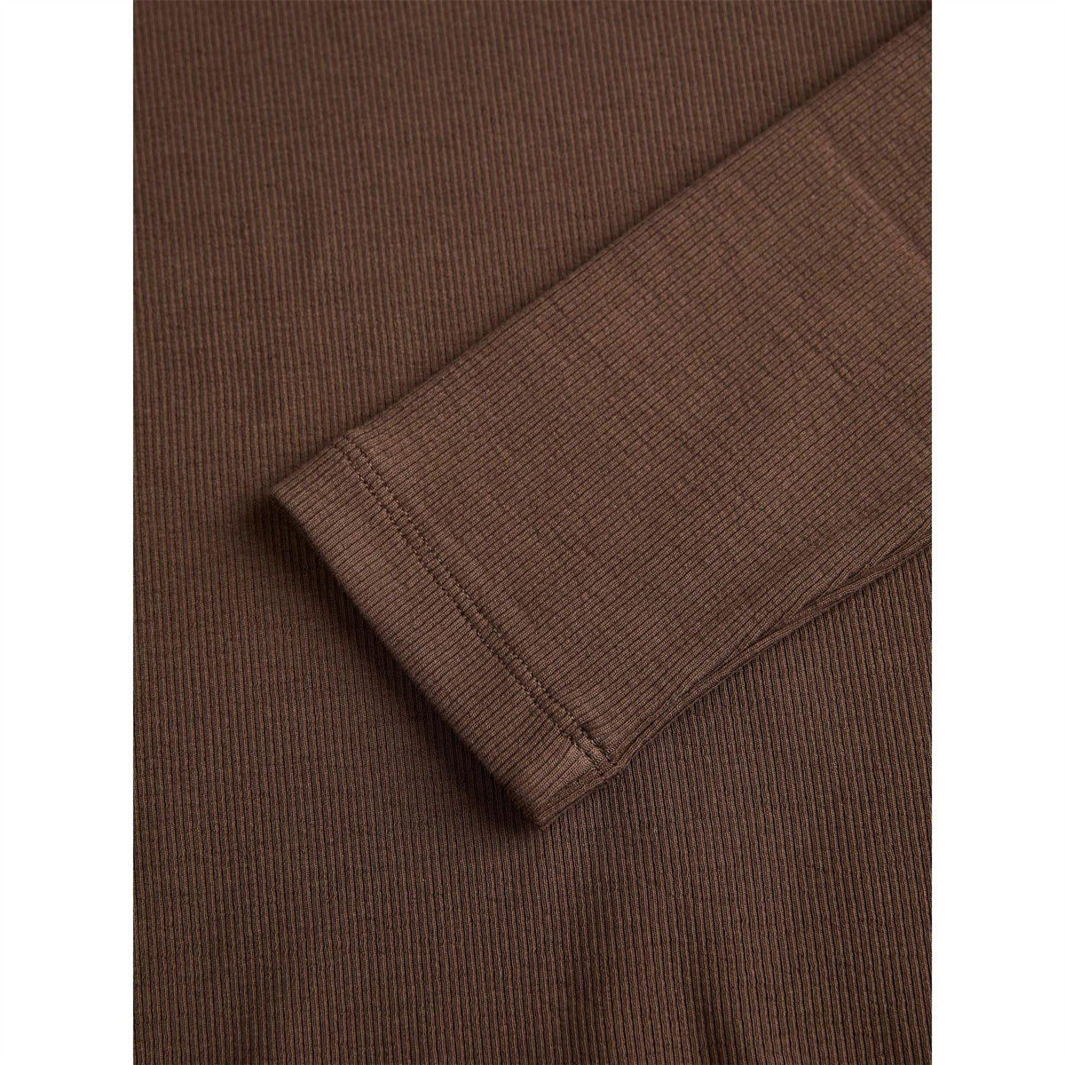 Brown - Pack Shot - JJXX Womens-Ladies Freya Ribbed Long-Sleeved T-Shirt