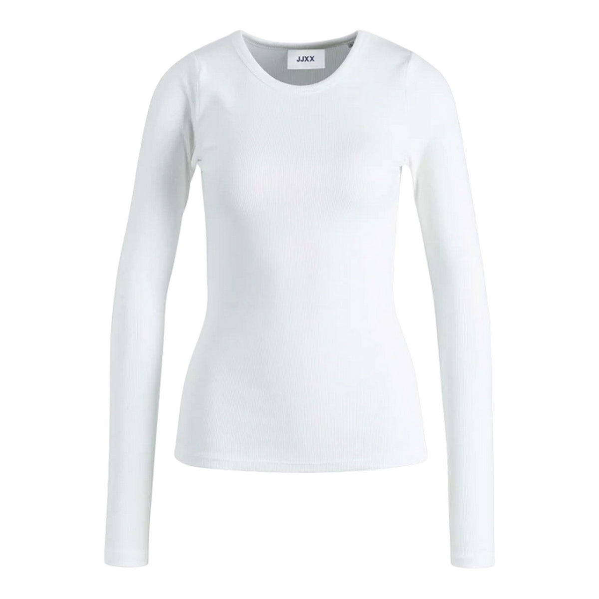Bright White - Front - JJXX Womens-Ladies Freya Ribbed Long-Sleeved T-Shirt