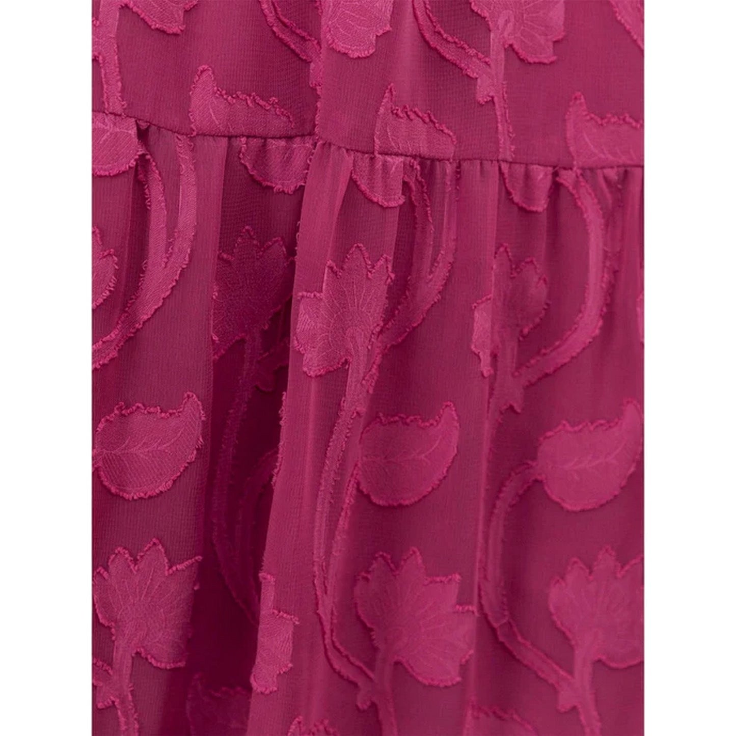 Fuchsia - Side - Lovedrobe Womens-Ladies Burnout Floral Maxi Skirt