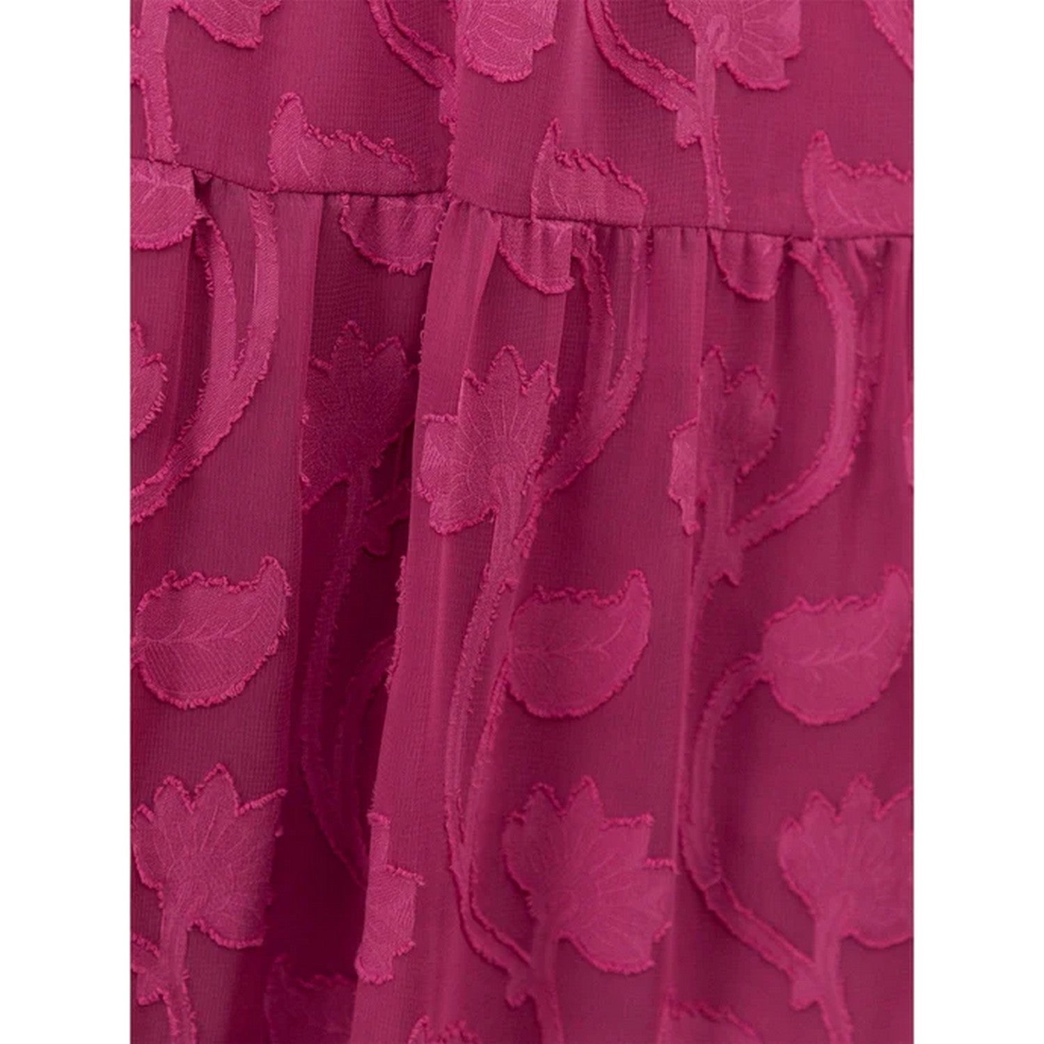 Fuchsia - Side - Lovedrobe Womens-Ladies Burnout Floral Maxi Skirt