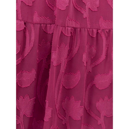 Fuchsia - Side - Lovedrobe Womens-Ladies Burnout Floral Maxi Skirt