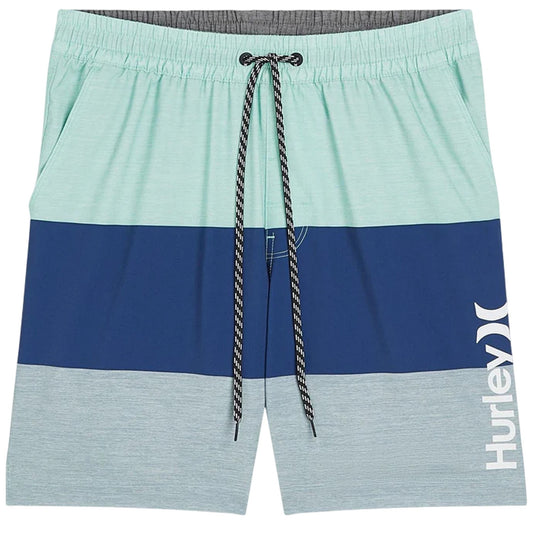Blue-Aqua - Front - Hurley Mens Volley Colour Block Swim Shorts
