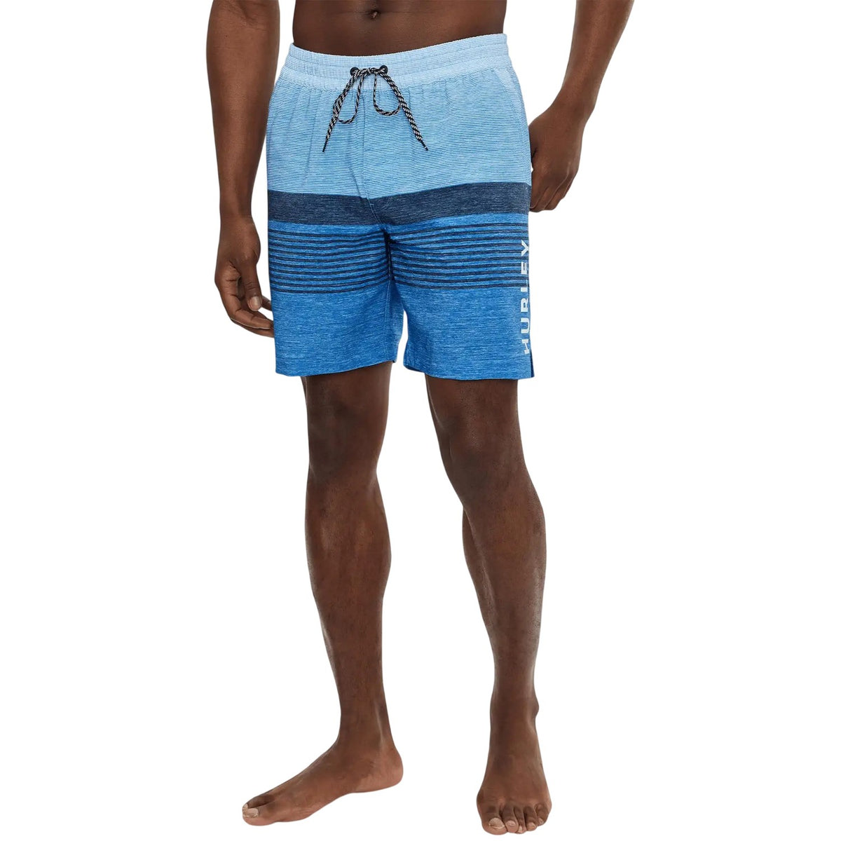 Photo Blue - Side - Hurley Mens Volley Ombre Stripe Swim Shorts