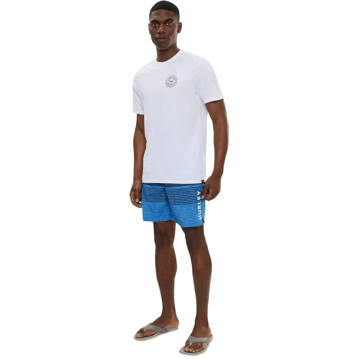 Photo Blue - Lifestyle - Hurley Mens Volley Ombre Stripe Swim Shorts