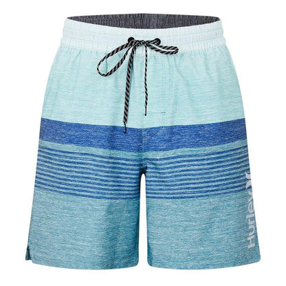Sky-Pewter - Front - Hurley Mens Volley Ombre Stripe Swim Shorts
