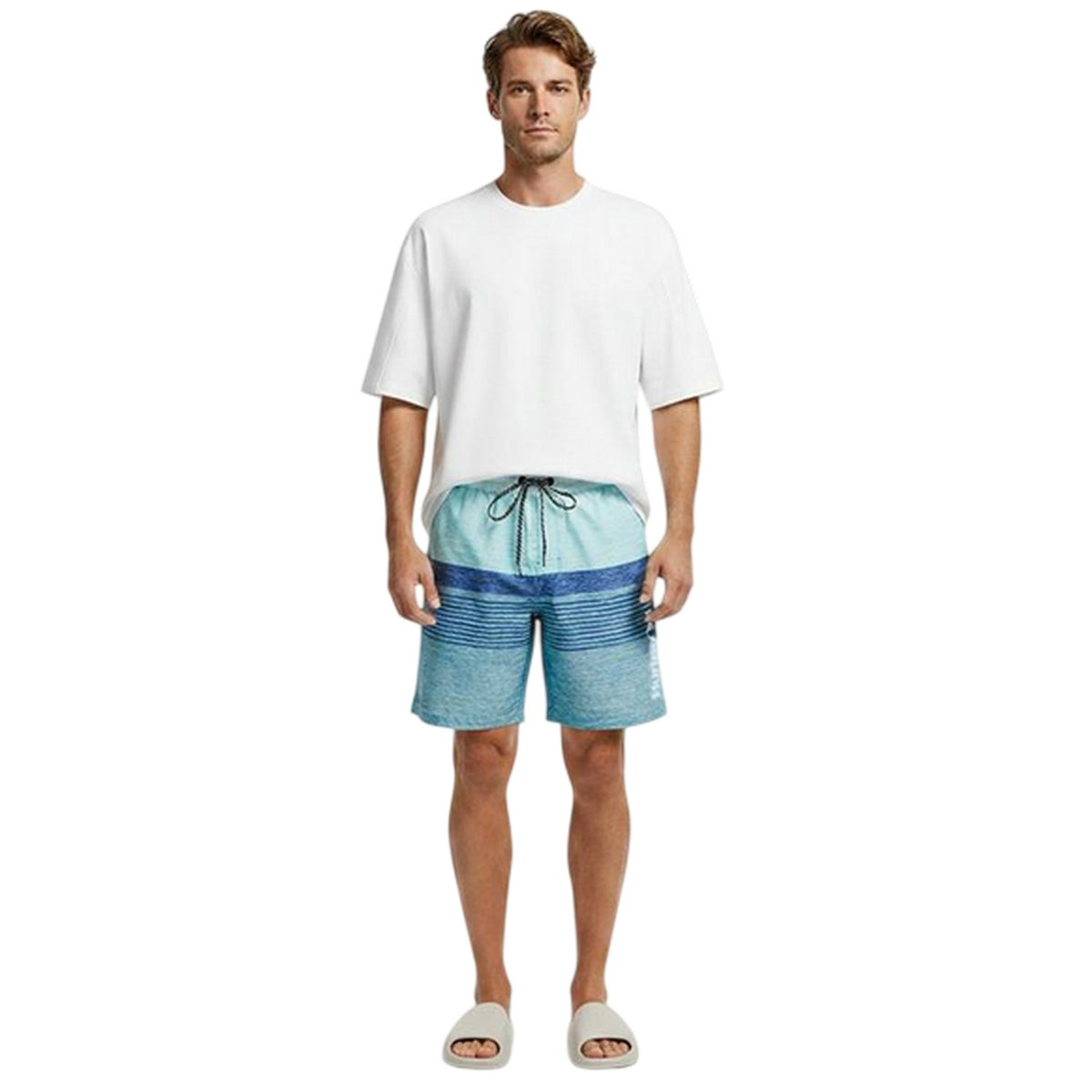 Sky-Pewter - Lifestyle - Hurley Mens Volley Ombre Stripe Swim Shorts