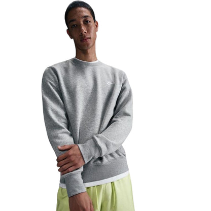 Grey - Side - Nike Mens Club Logo Crew Neck Sweatshirt