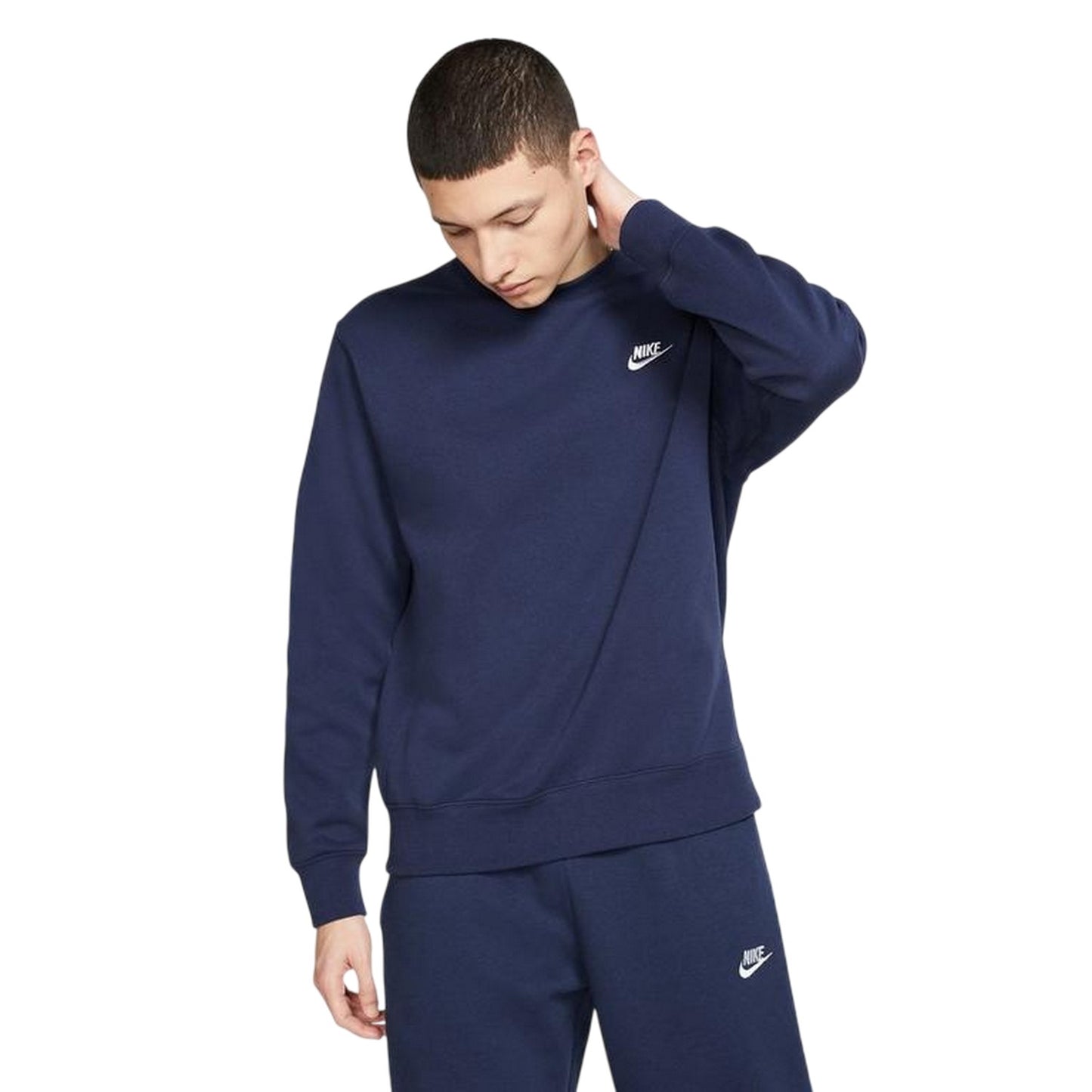 Midnight Navy - Side - Nike Mens Club Logo Crew Neck Sweatshirt