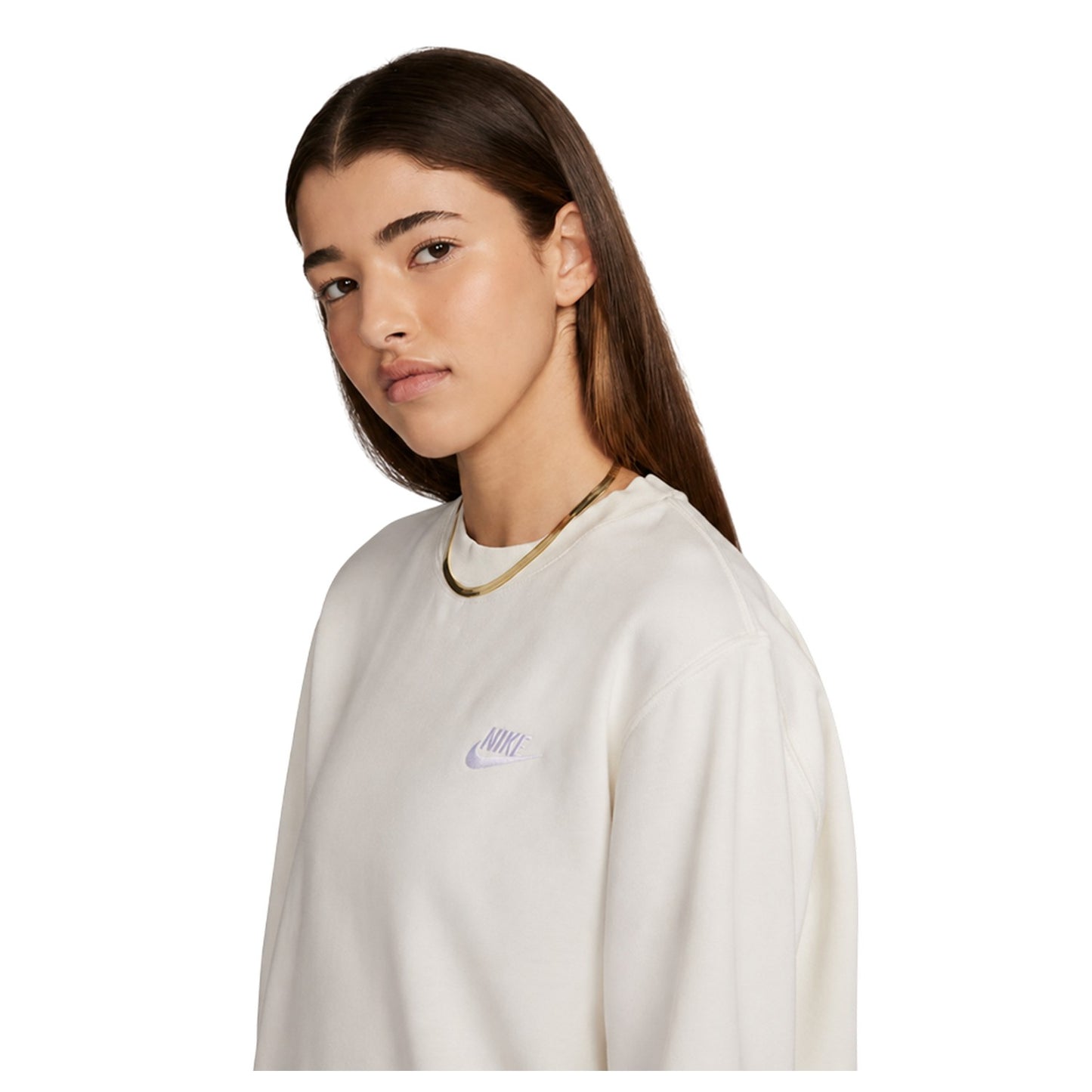 Sail-White - Side - Nike Mens Club Logo Crew Neck Sweatshirt