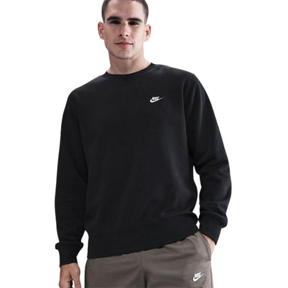Black - Side - Nike Mens Club Logo Crew Neck Sweatshirt