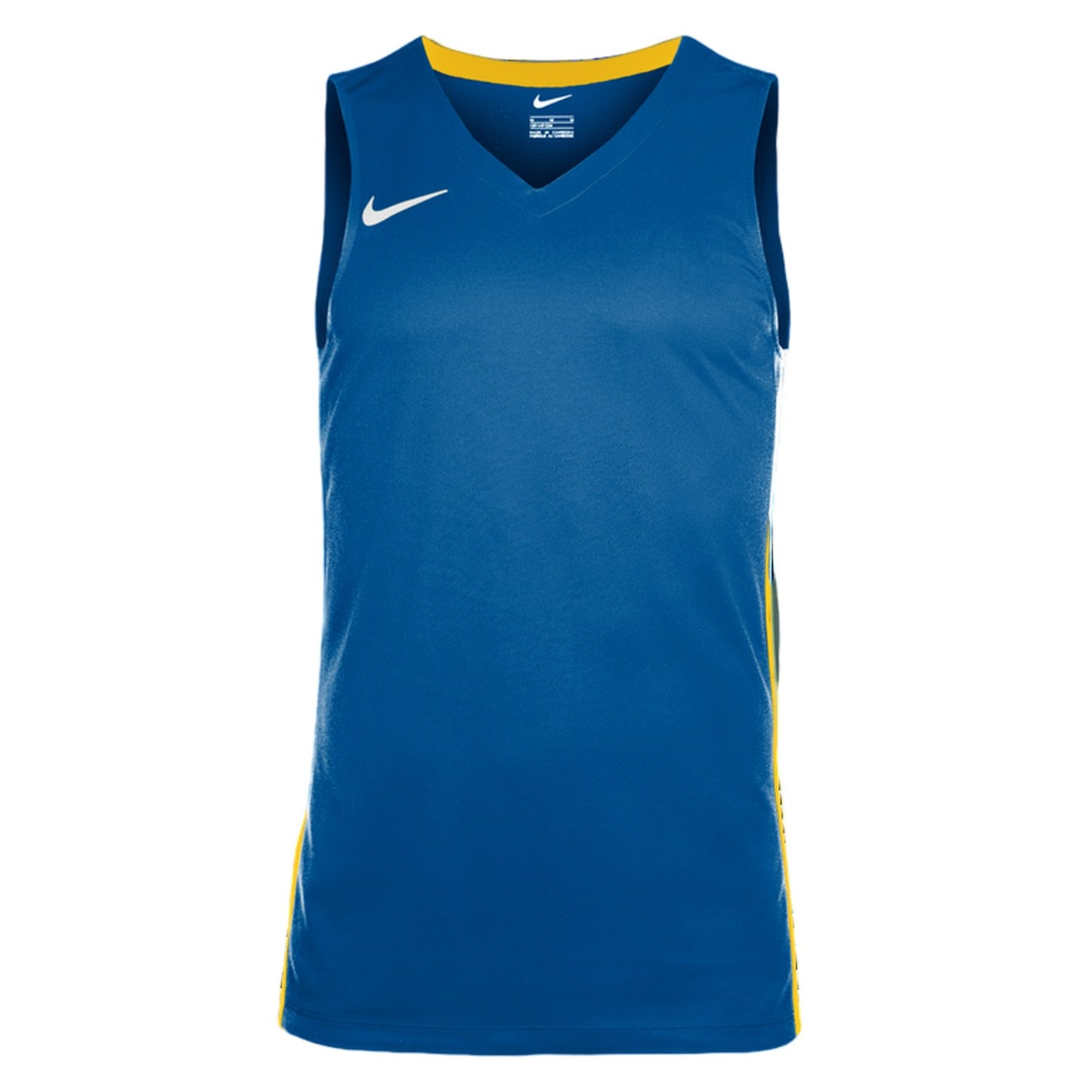 Royal Blue-Yellow - Front - Nike Mens Team V Neck Basketball Jersey