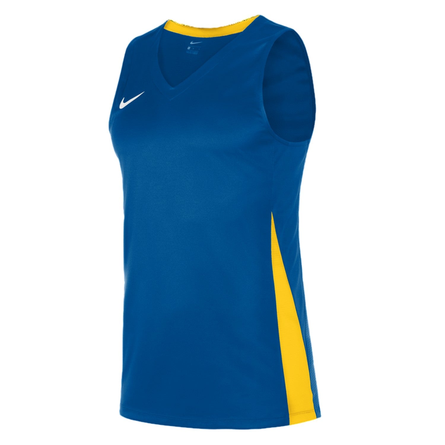 Royal Blue-Yellow - Back - Nike Mens Team V Neck Basketball Jersey