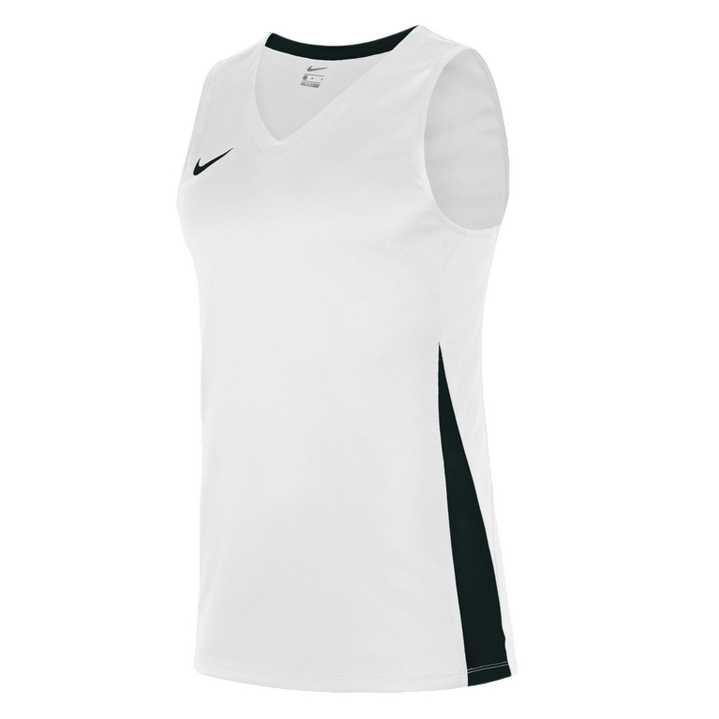 White-Black - Side - Nike Mens Team V Neck Basketball Jersey