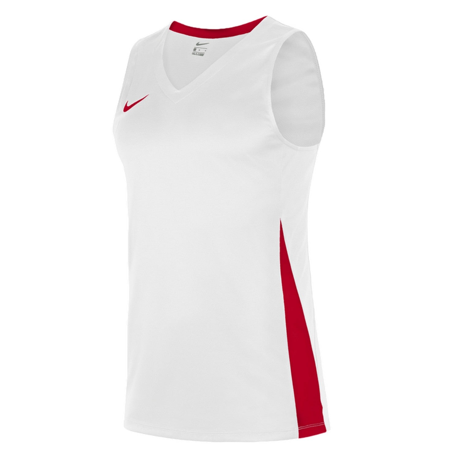 White-Uni Red - Side - Nike Mens Team V Neck Basketball Jersey