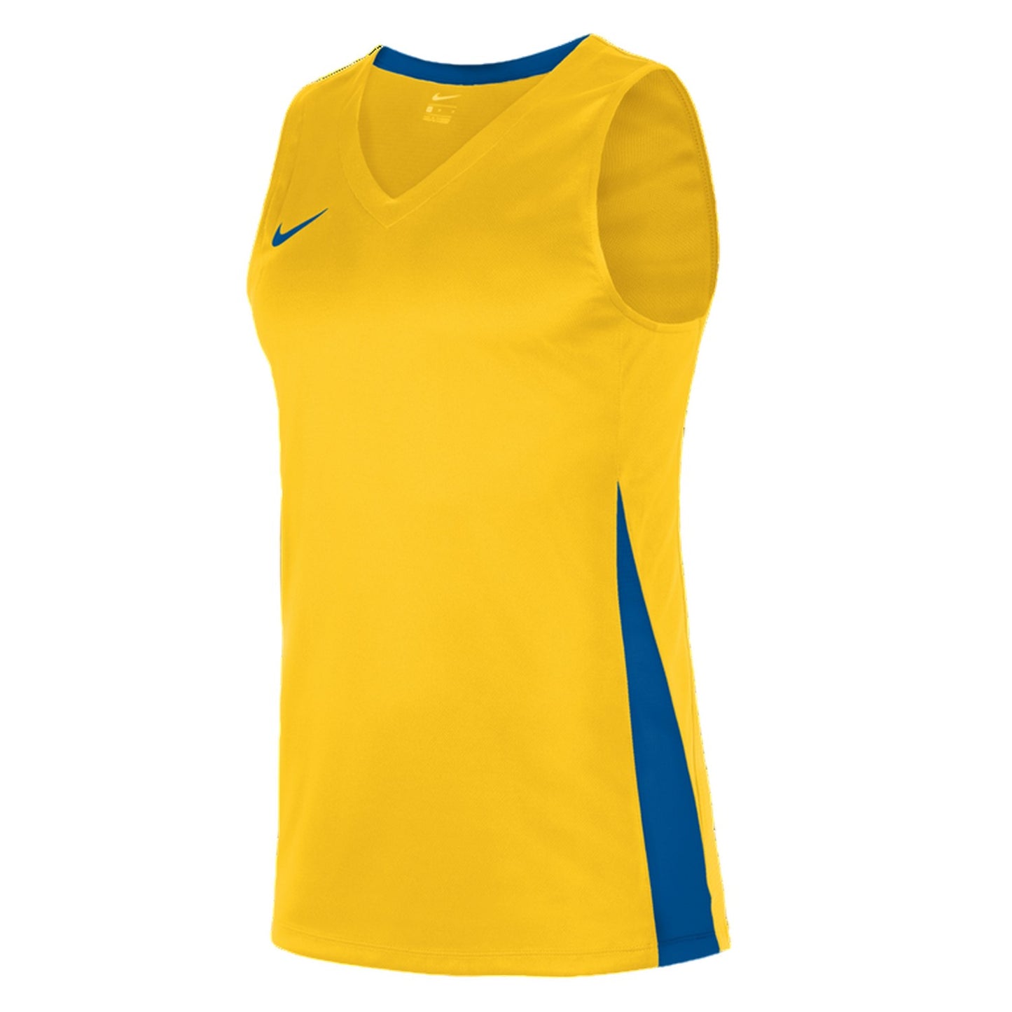 Yellow-Blue - Side - Nike Mens Team V Neck Basketball Jersey