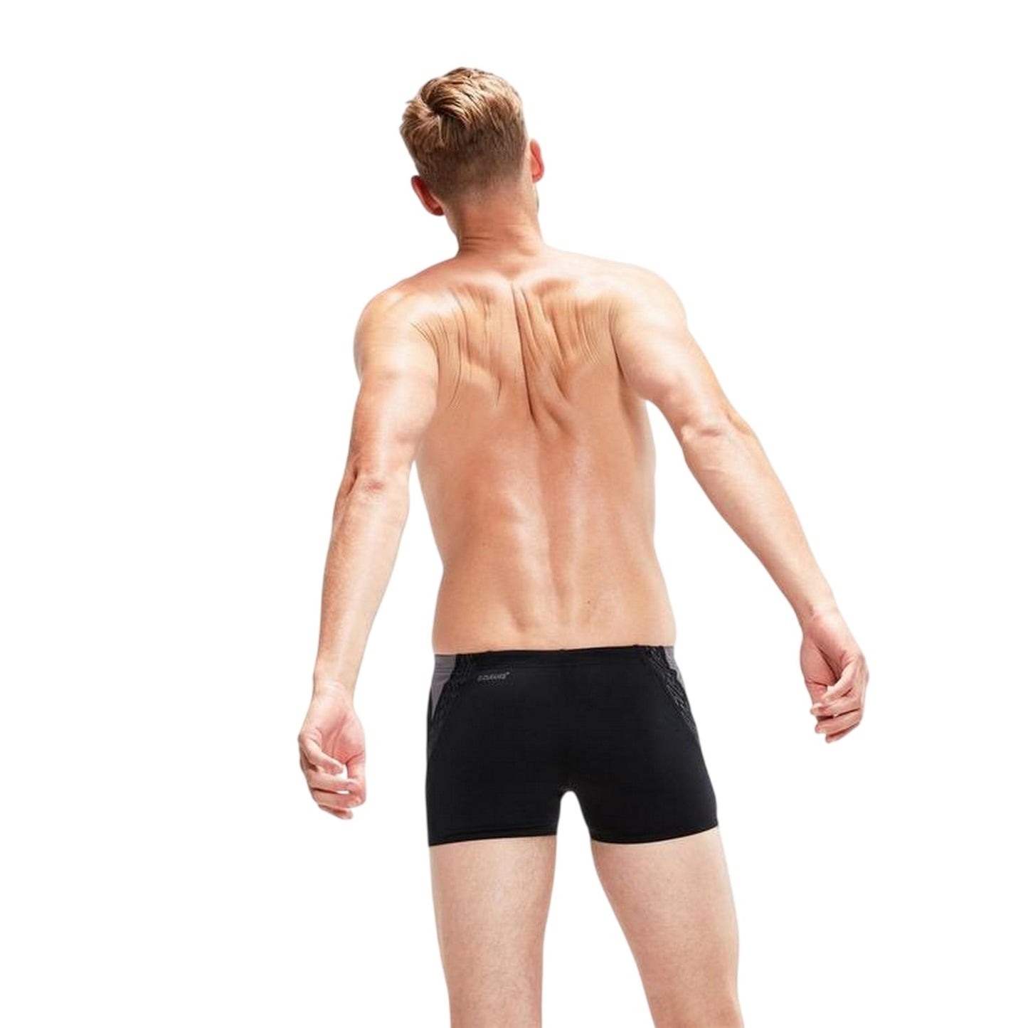 Black-Grey - Back - Speedo Mens Hyper Boom Swimming Trunks
