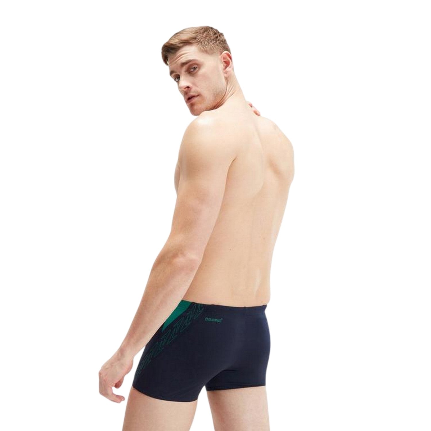 Navy-Green - Back - Speedo Mens Hyper Boom Swimming Trunks
