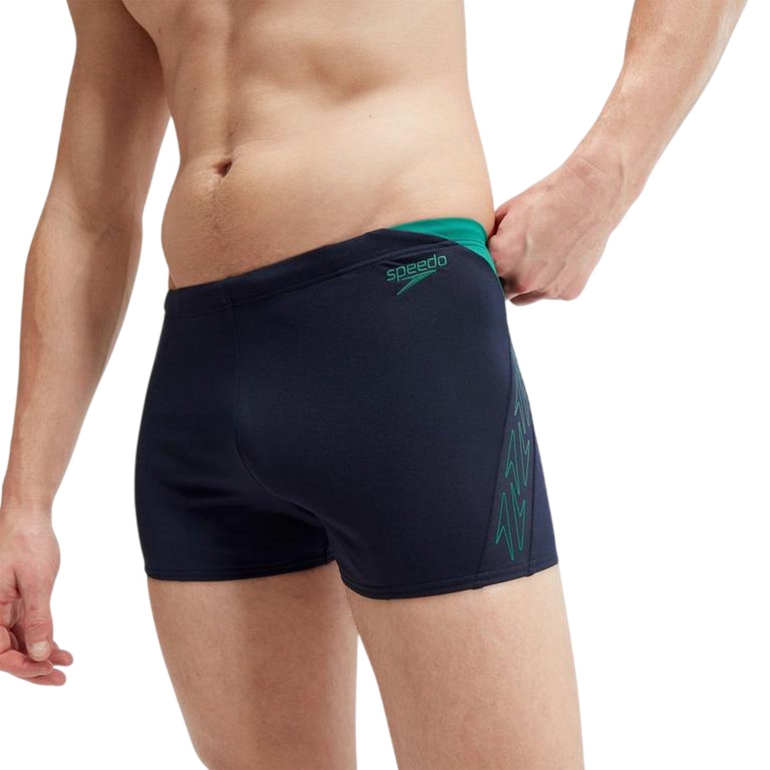 Navy-Green - Side - Speedo Mens Hyper Boom Swimming Trunks