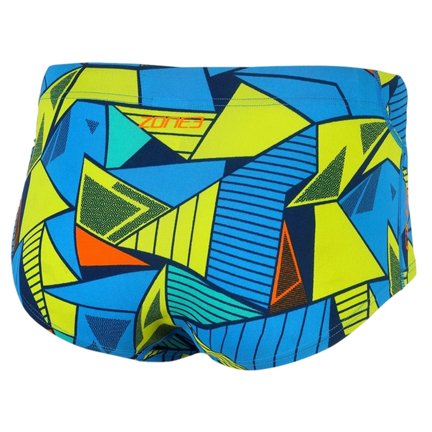 Blue-Yellow-Black - Back - Zone3 Mens Prism 2.0 Geometric Swim Briefs
