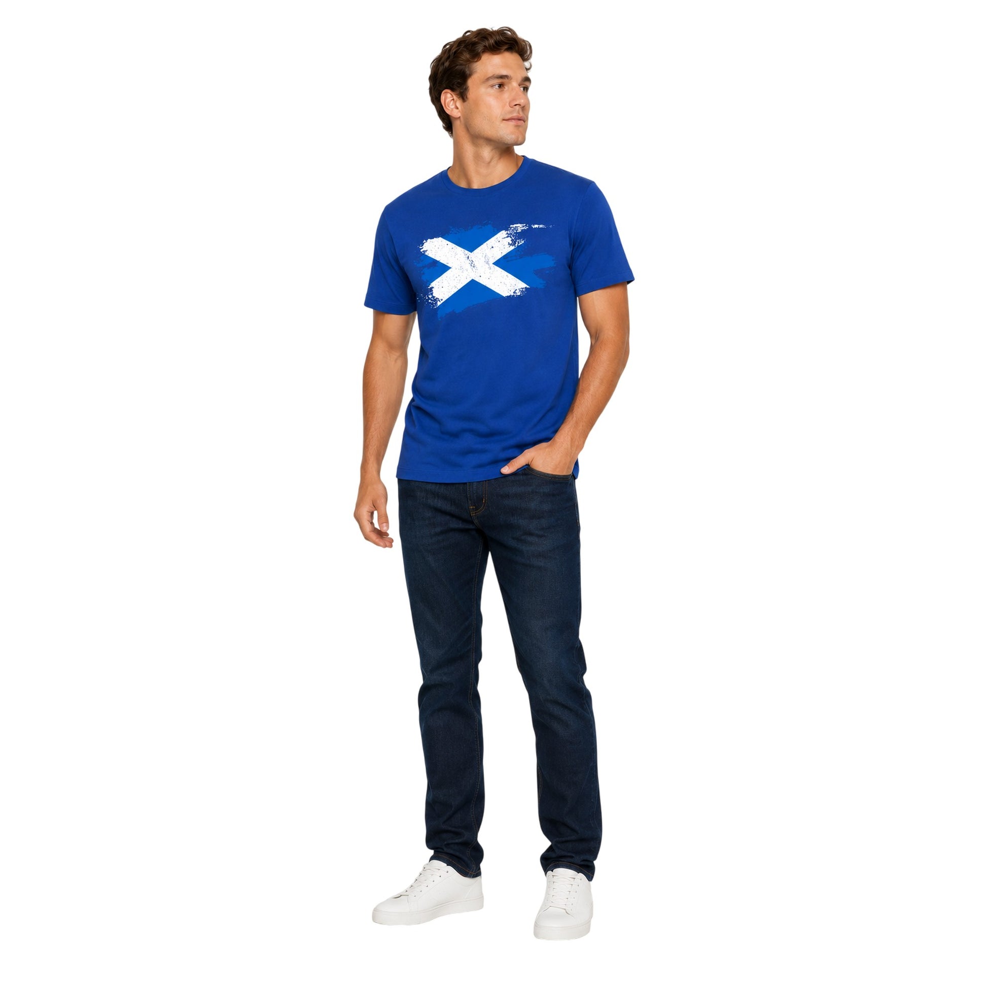 Blue - Lifestyle - AWD Unisex Adult Scottish Flag T-Shirt