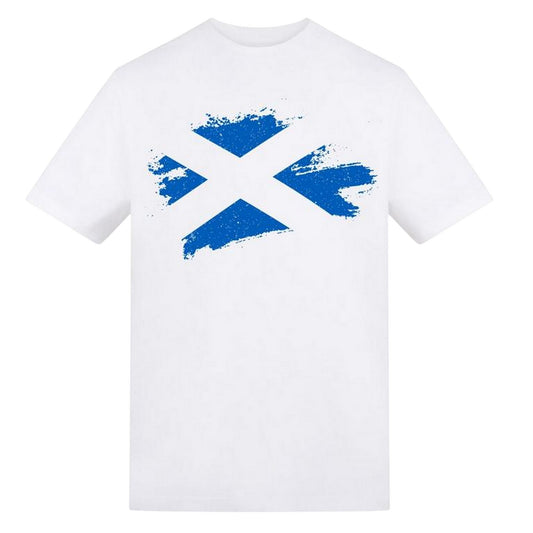 White - Front - AWD Unisex Adult Scottish Flag T-Shirt