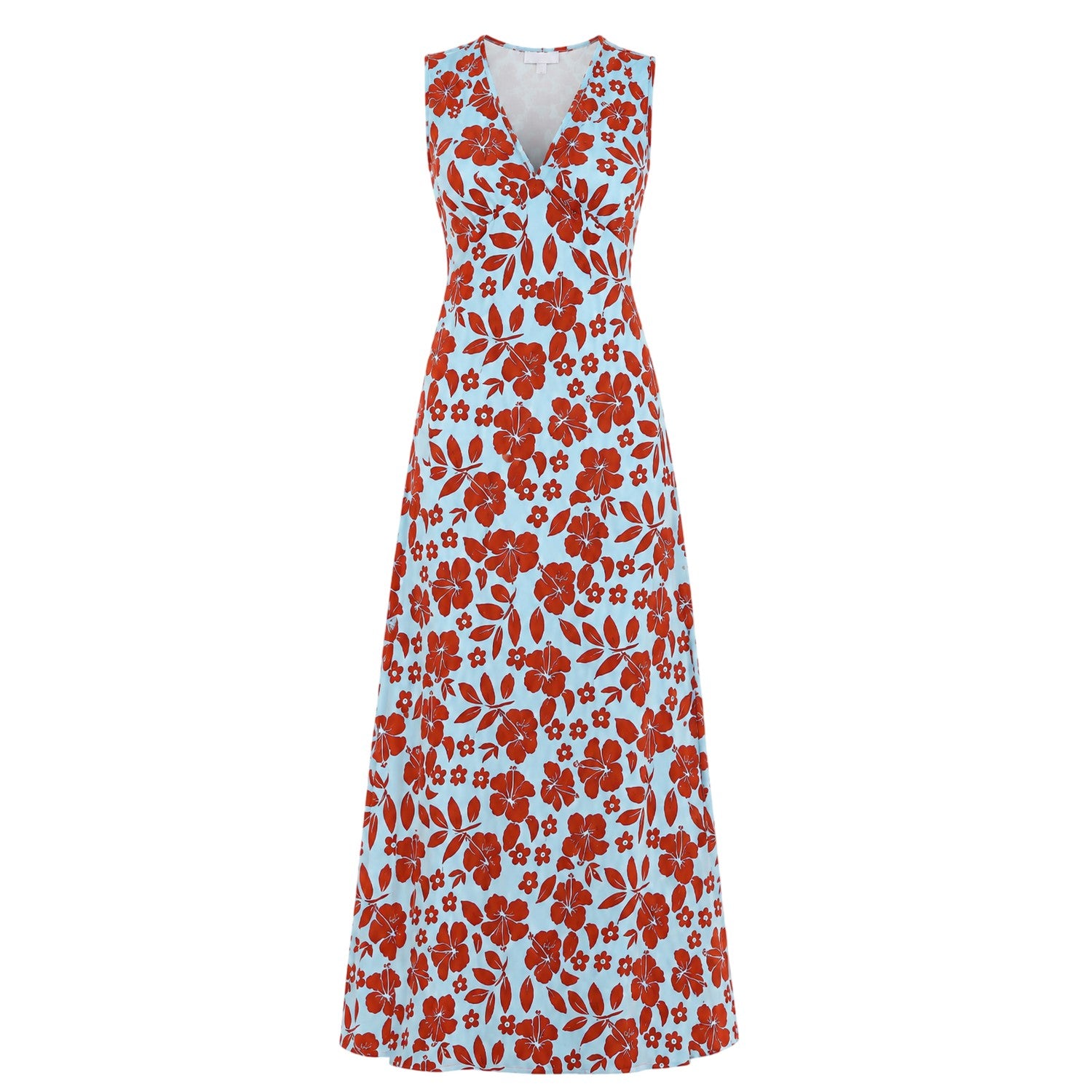Blue-Red - Front - Wednesday Womens-Ladies Floral V Neck Maxi Dress