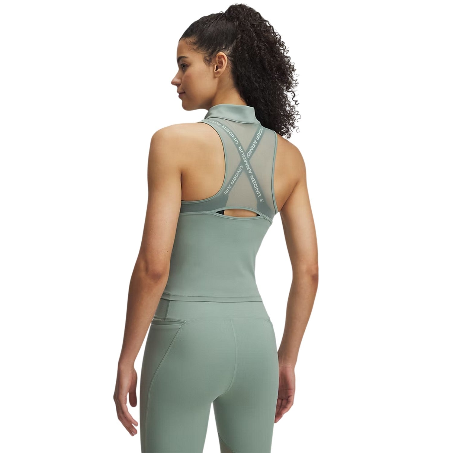 Green - Back - Under Armour Womens-Ladies Vanish Slim Sleeveless Tank Top