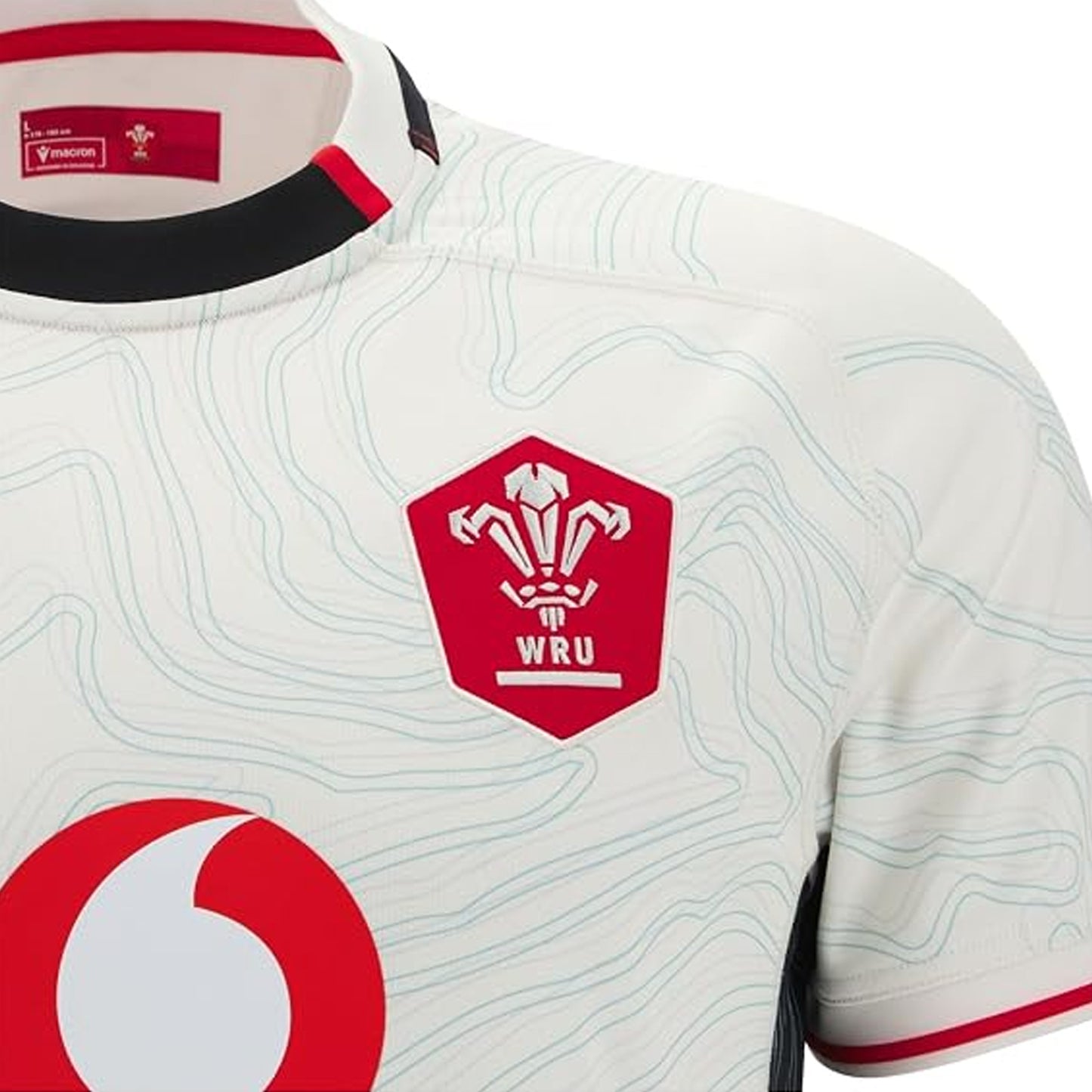 White-Black-Red - Side - Wales RU Childrens-Kids 2025-2026 Crest Away Shirt
