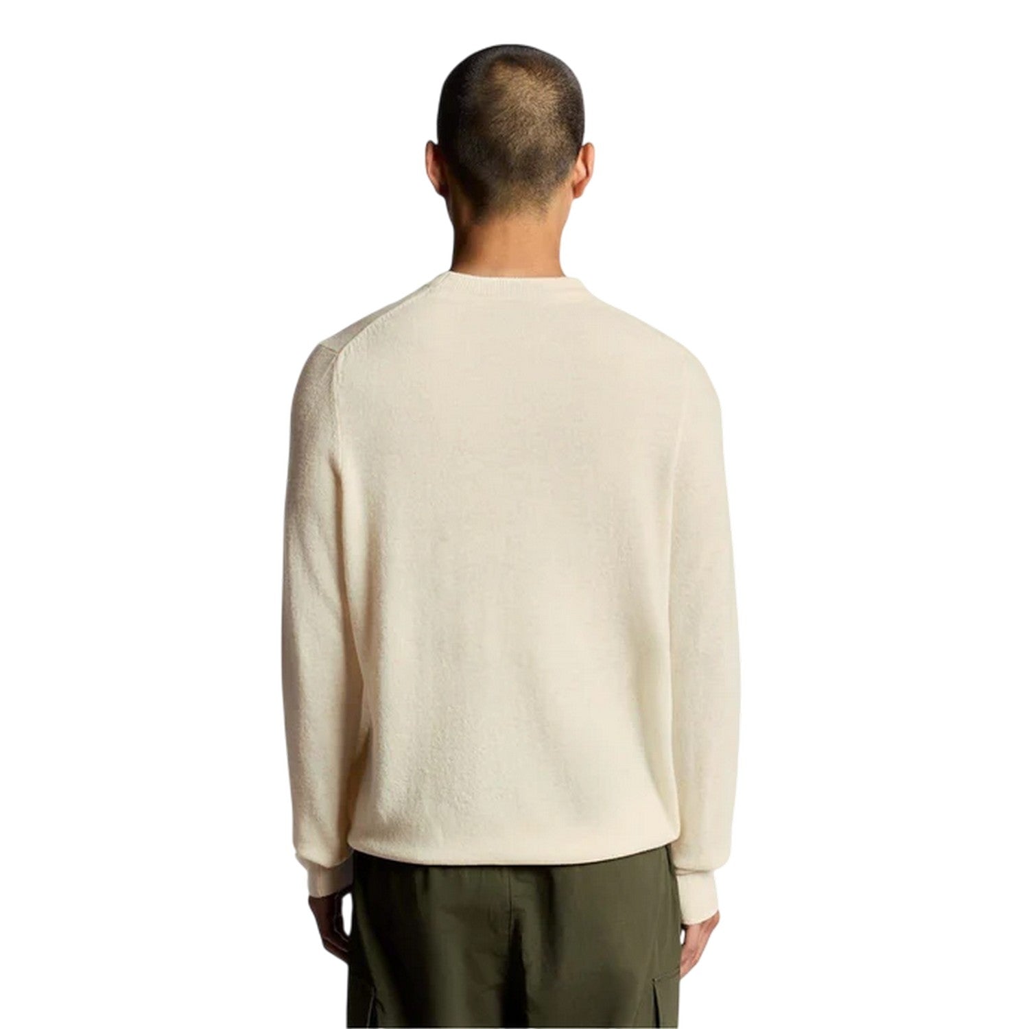 Beige Marl - Back - Lyle & Scott Mens Embroidered Logo Crew Neck Long-Sleeved Sweater Top