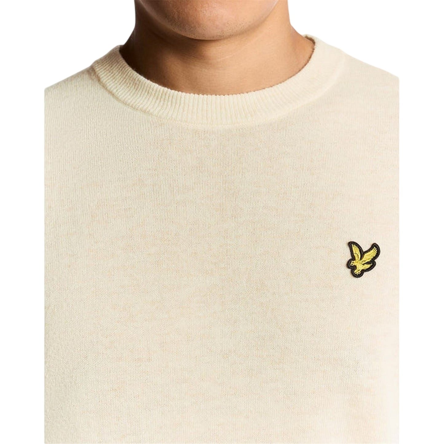Beige Marl - Side - Lyle & Scott Mens Embroidered Logo Crew Neck Long-Sleeved Sweater Top