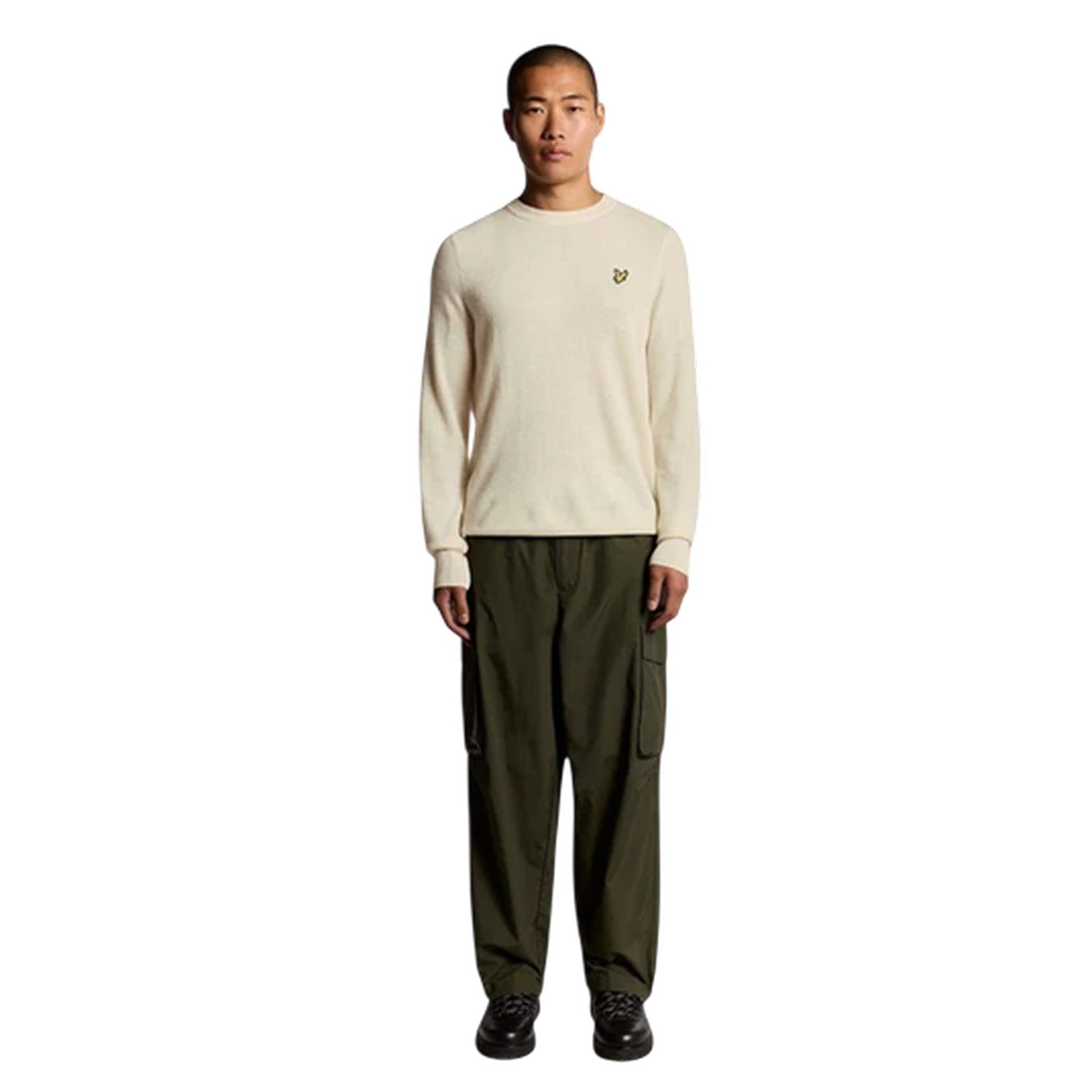 Beige Marl - Lifestyle - Lyle & Scott Mens Embroidered Logo Crew Neck Long-Sleeved Sweater Top