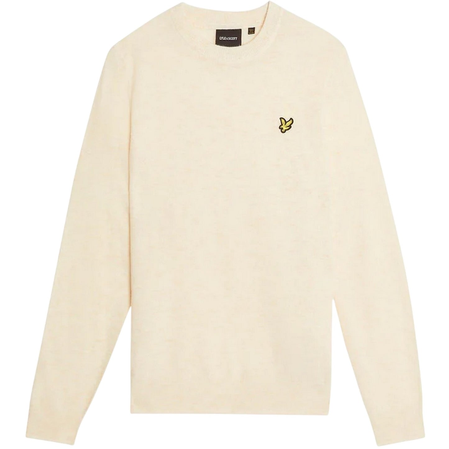 Beige Marl - Front - Lyle & Scott Mens Embroidered Logo Crew Neck Long-Sleeved Sweater Top