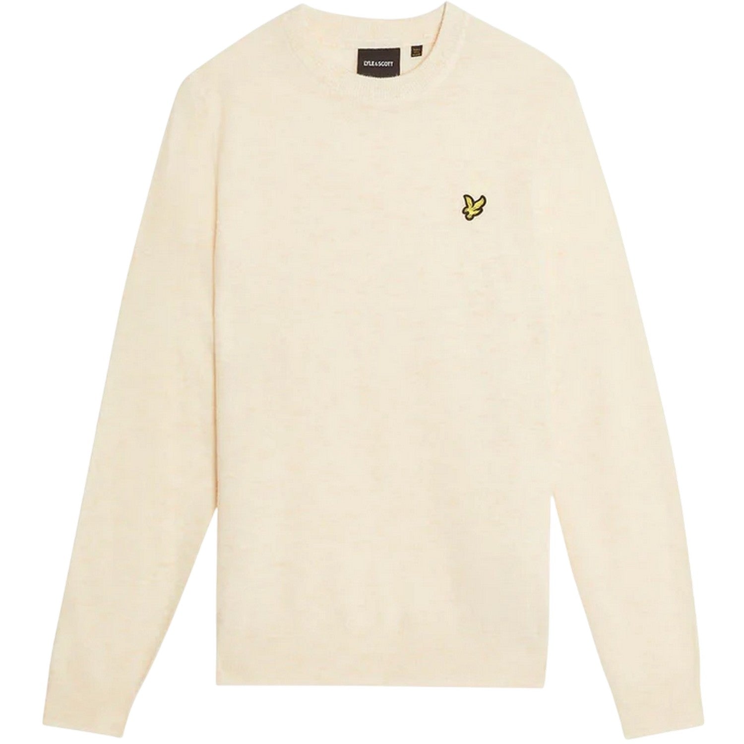 Beige Marl - Front - Lyle & Scott Mens Embroidered Logo Crew Neck Long-Sleeved Sweater Top