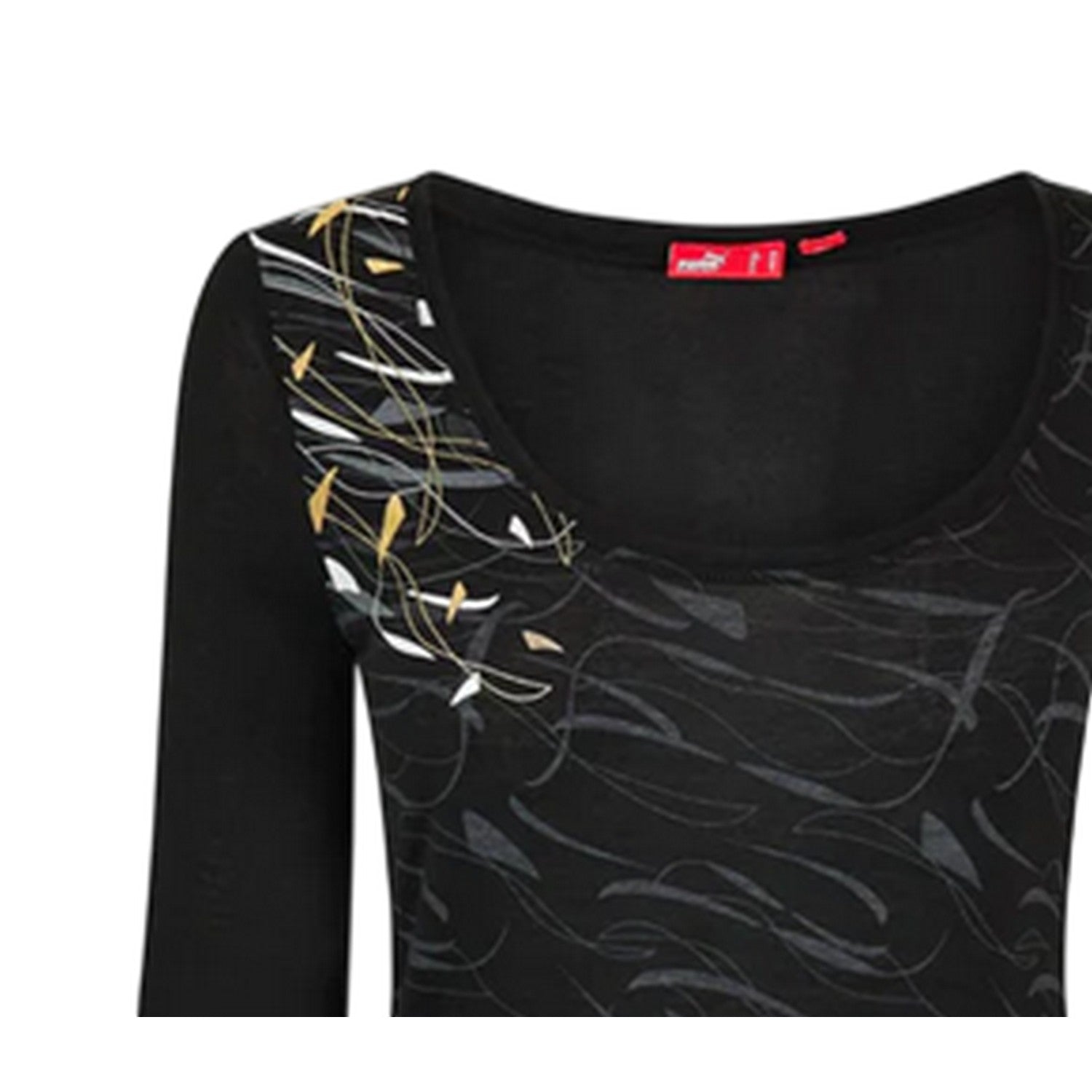 Black - Side - Puma Womens-Ladies Graphic Print Long-Sleeved T-Shirt