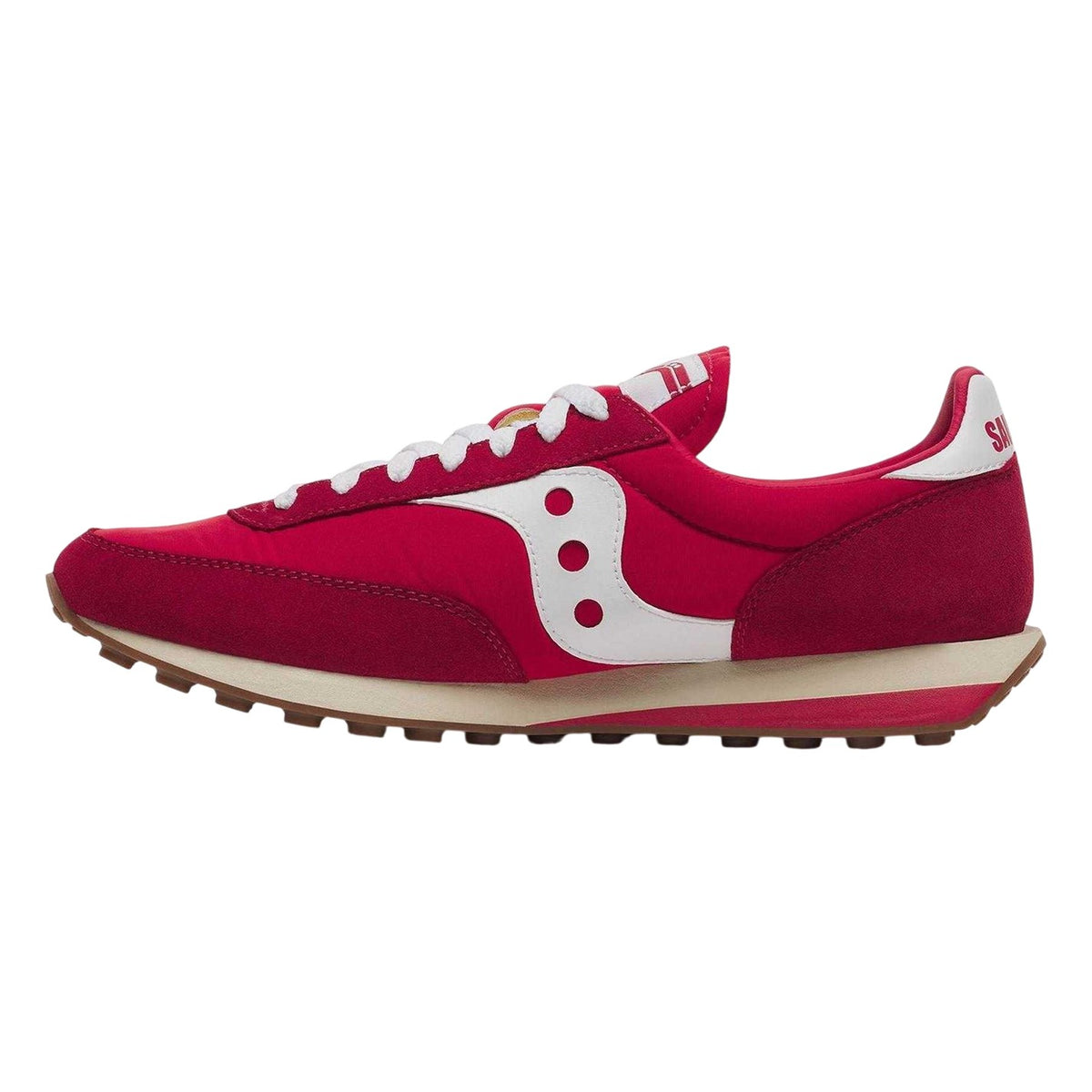 Red - Side - Saucony Mens 80 Suede Trainers