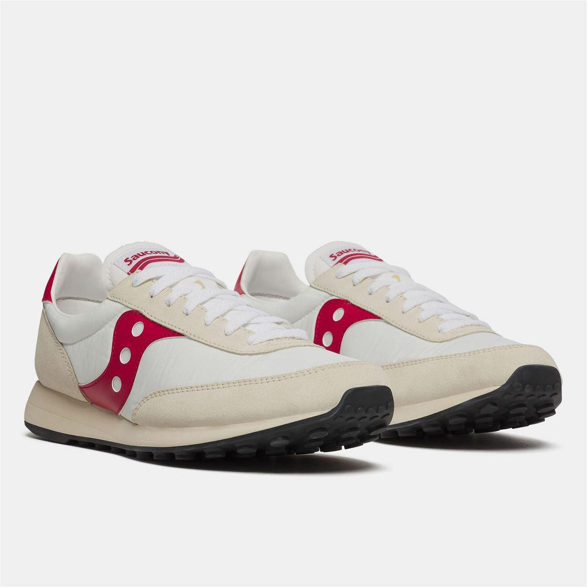 White-Red - Back - Saucony Mens 80 Suede Trainers
