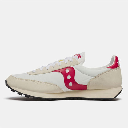 White-Red - Side - Saucony Mens 80 Suede Trainers