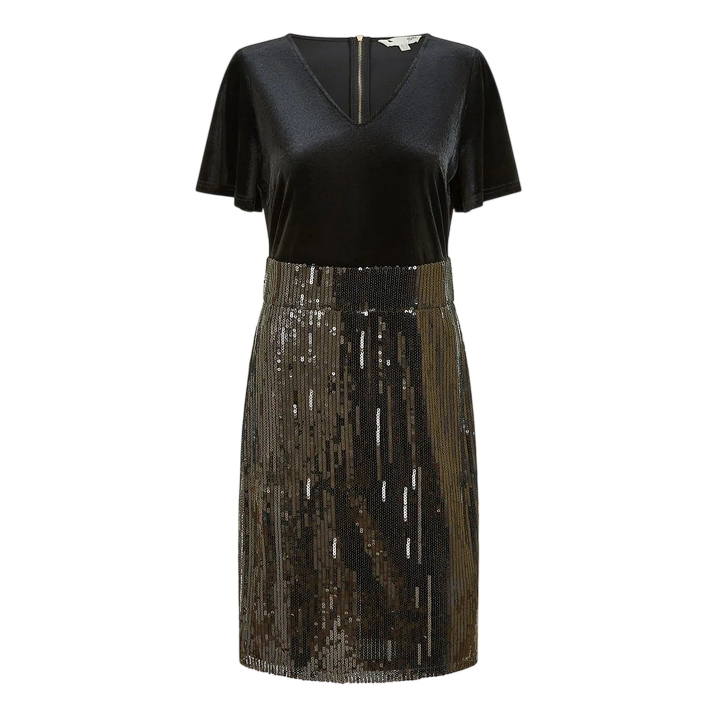 Black - Front - Yumi Womens-Ladies Sequin Velvet Bodycon Dress